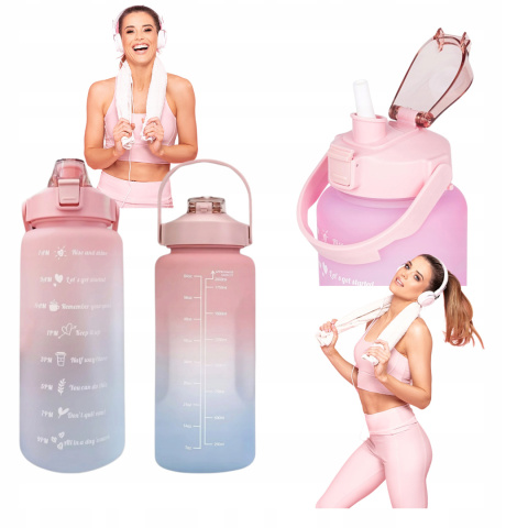 BIDON BUTELKA MOTYWACYJNA 2L Z MIARKĄ SZCZELNA BPA-FREE FITNESS SPORT BIDON BUTELKA MOTYWACYJNA 2L Z MIARKĄ SZCZELNA BPA-FREE FITNESS SPORT
