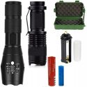 LATARKA TAKTYCZNA 2W1 LED CREE SURVIVALOWA ZOOM STROBOSKOP WOJSKOWA AKU