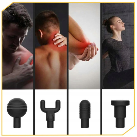 PISTOLET DO MASAŻU MASSAGE GUN PRO 4 KOŃCÓWKI - Mocny Masażer Ciała PISTOLET DO MASAŻU MASSAGE GUN PRO 4 KOŃCÓWKI - Mocny Masażer Ciała